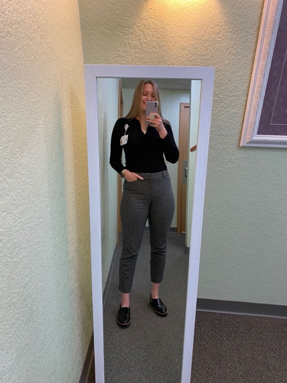Amazon Black Long Sleeve Polo-Style Bodysuit